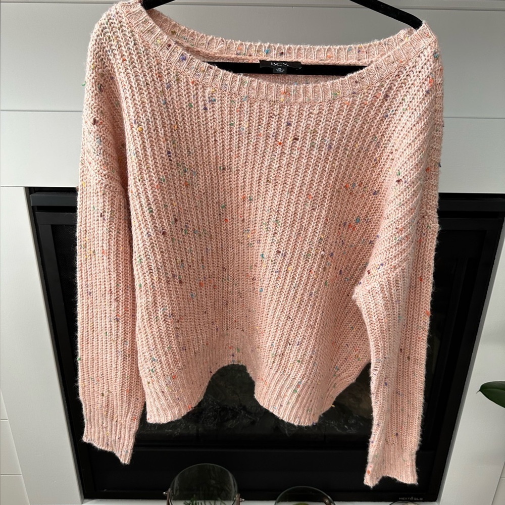 NWOT BCX PINK CONFETTI SWEATER SIZE XL